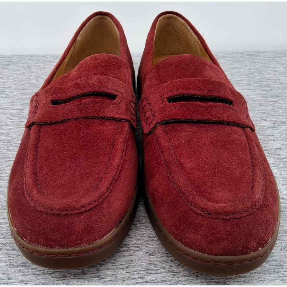 Born Womens 8M Burgundy Suede Penny Loafers Comfort Slip On Shoes - Picture 9 of 10